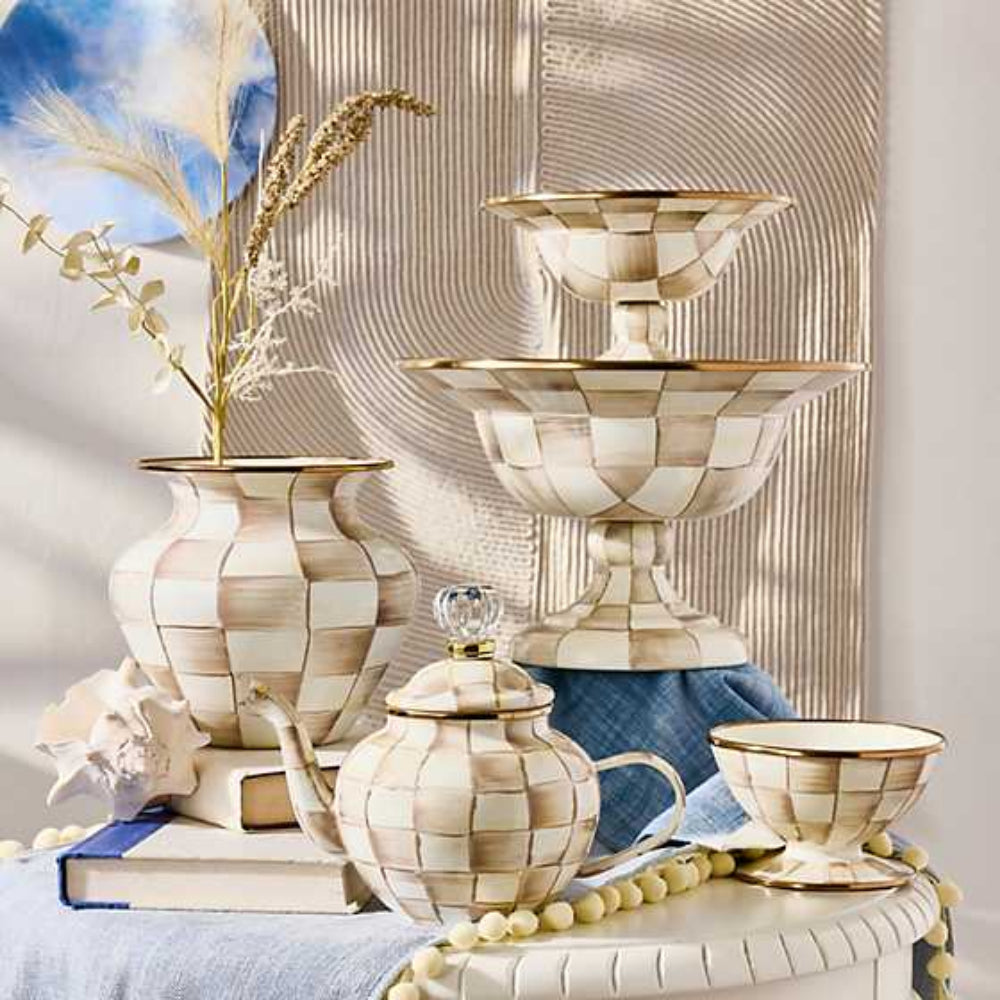 Mackenzie-Childs Mocha Check Compote
