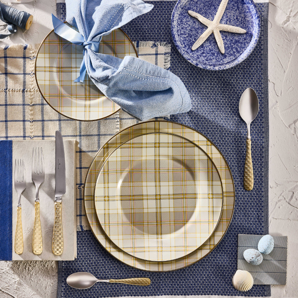 MacKenzie-Childs Tartan Latte Dinner Plate