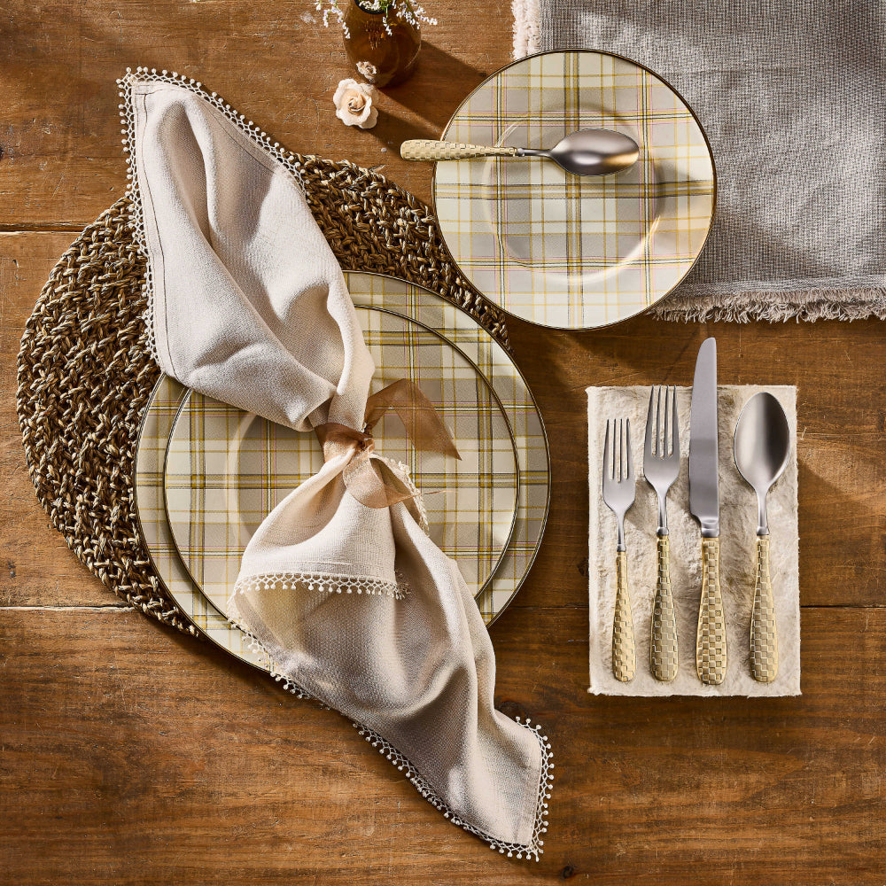 MacKenzie-Childs Tartan Latte Dinner Plate