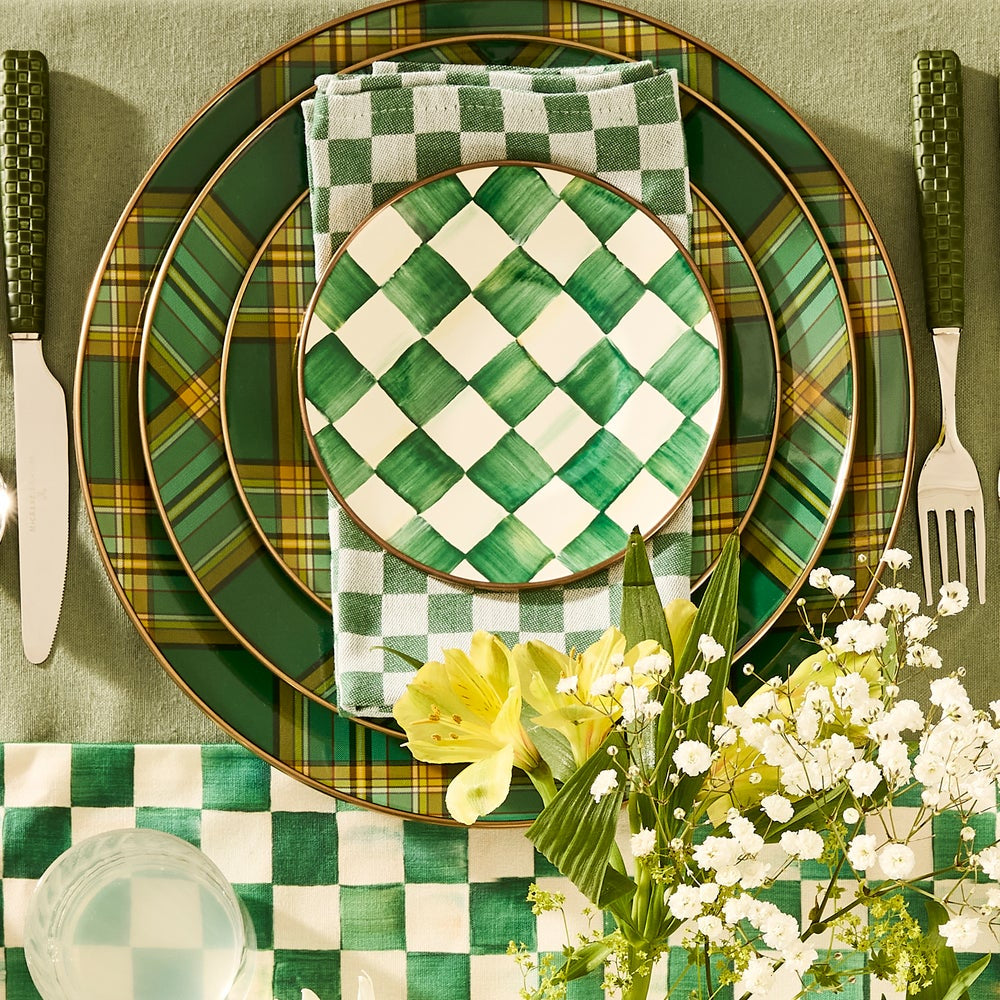 MacKenzie-Childs Tartan Green Dinner Plate