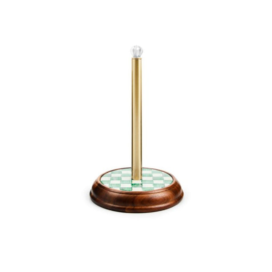 Mackenzie-Childs Emerald Check Wood Paper Towel Holder