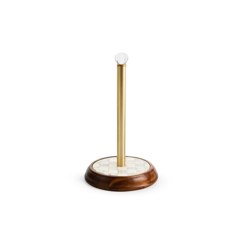 Mackenzie-Childs Mocha Check Wood Paper Towel Holder