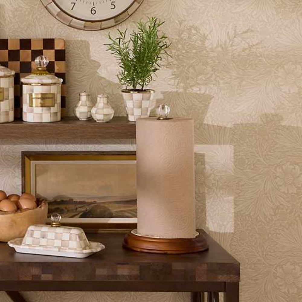 Mackenzie-Childs Mocha Check Wood Paper Towel Holder
