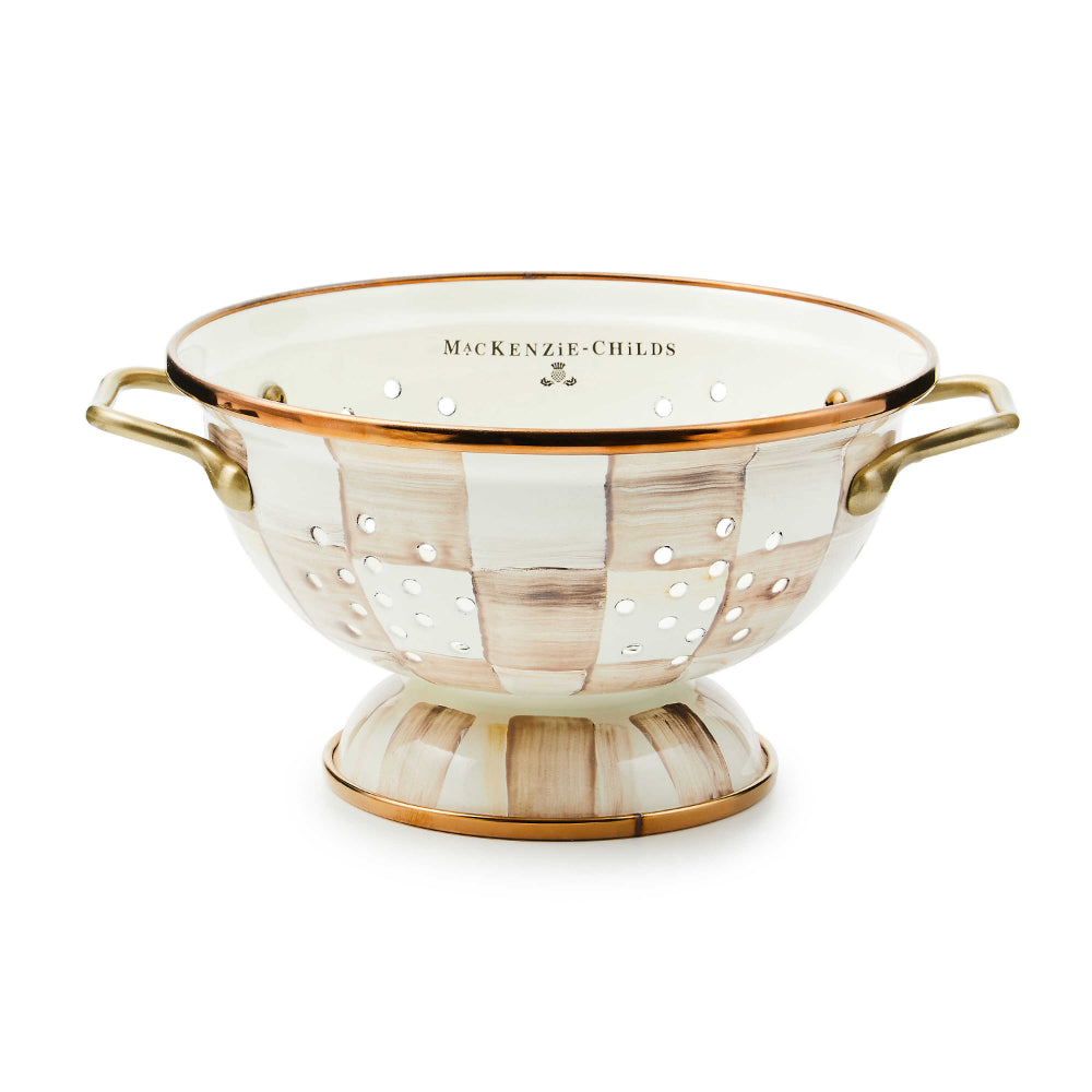 Mackenzie-Childs Mocha Check Small Colander