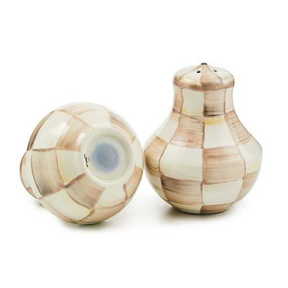 Mackenzie-Childs Mocha Check Salt & Pepper Shakers