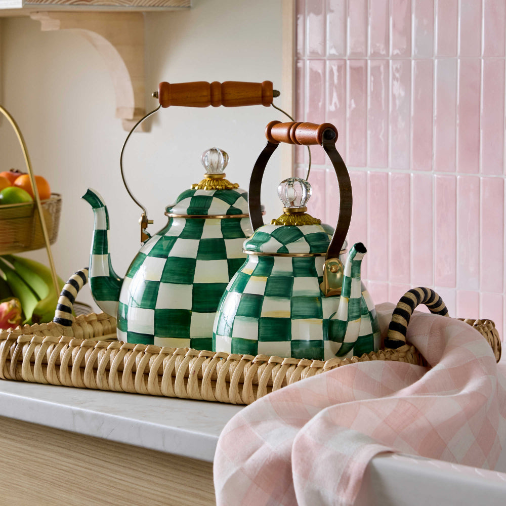 Mackenzie-Childs Emerald Check Tea Kettle
