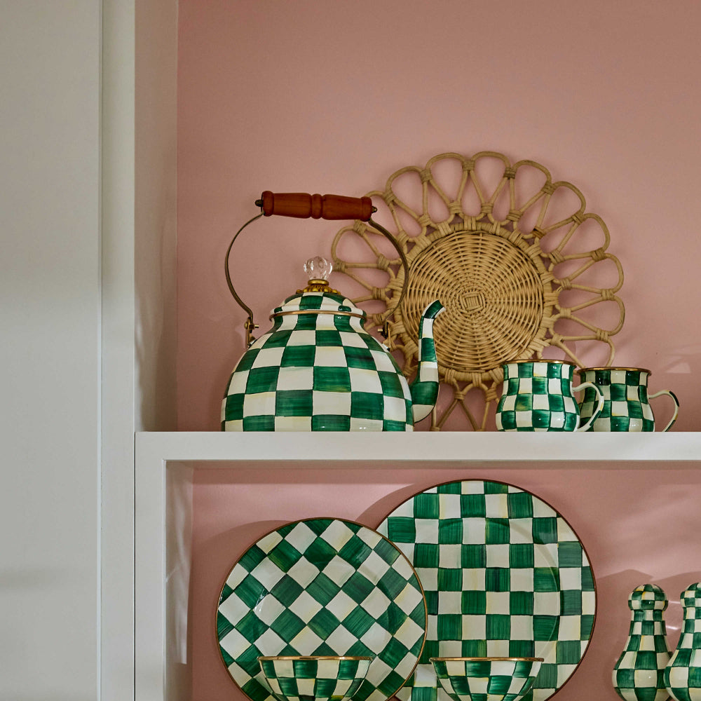 Mackenzie-Childs Emerald Check Tea Kettle