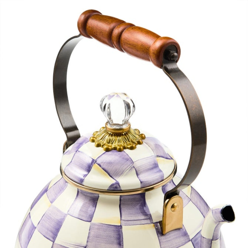 MacKenzie-Childs Violet Check Tea Kettle