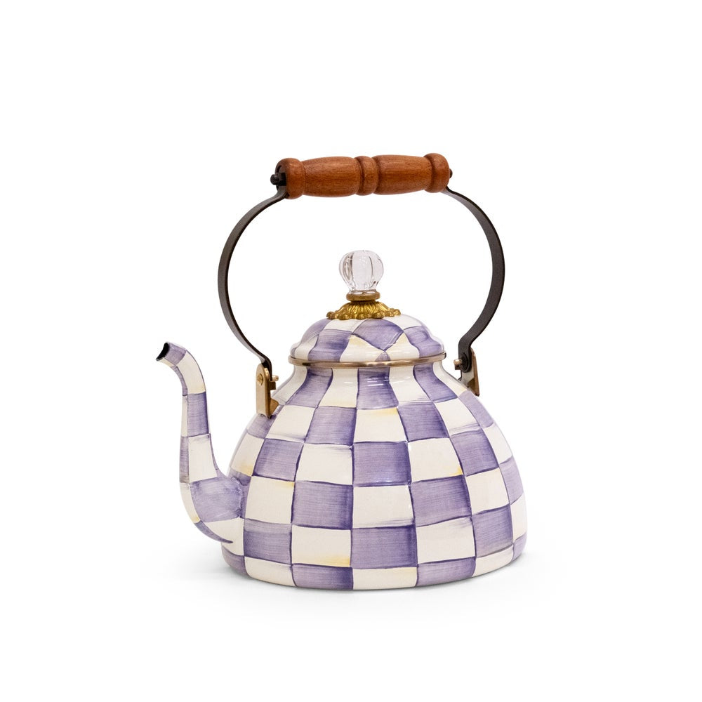 MacKenzie-Childs Violet Check Tea Kettle