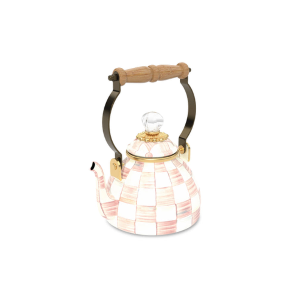MacKenzie-Childs Rosy Check 1 Quart Tea Kettle