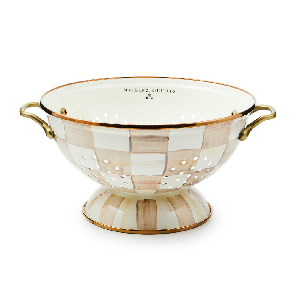 Mackenzie-Childs Mocha Check Large Colander