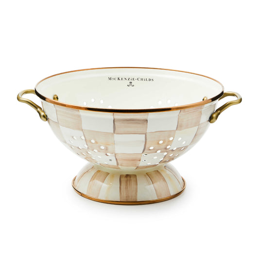 Mackenzie-Childs Mocha Check Large Colander