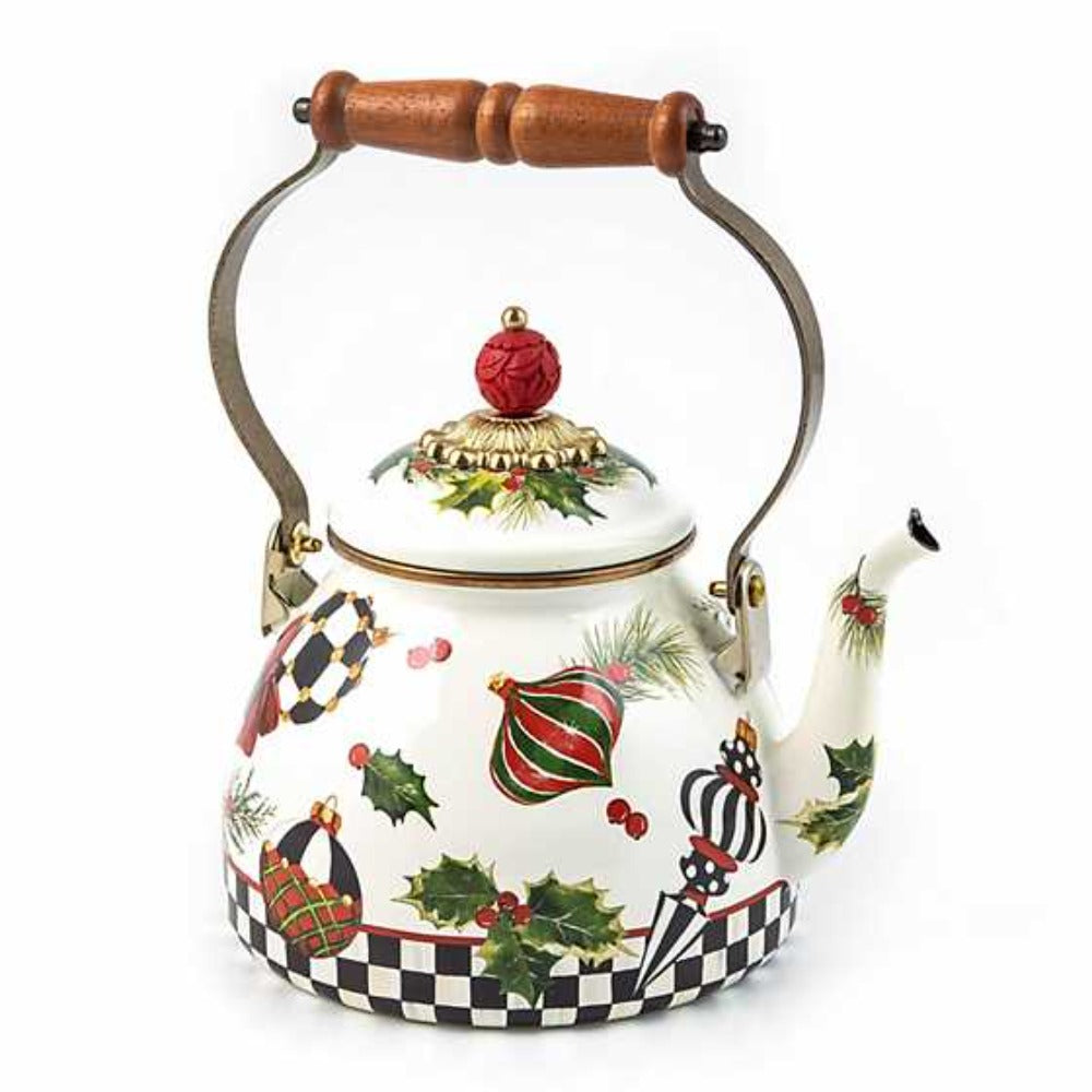 MacKenzie-Childs Deck The Halls Tea Kettle - 2 Quart