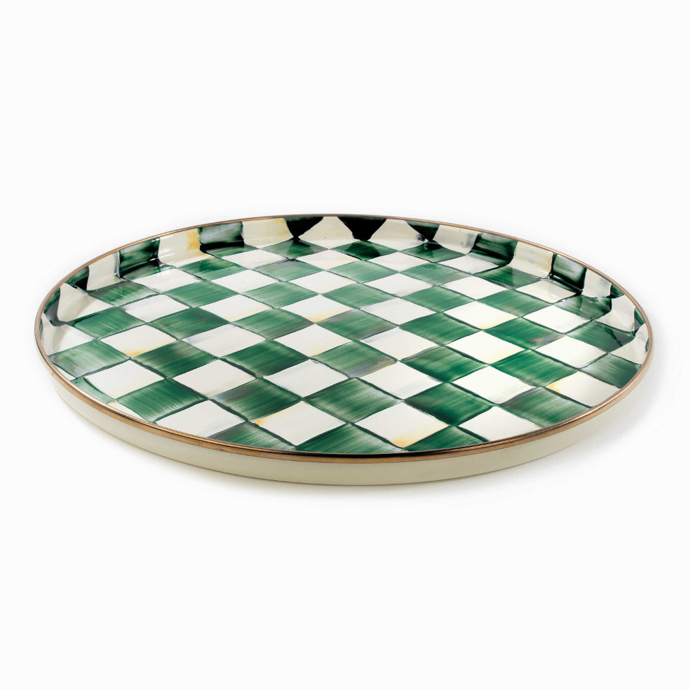 Mackenzie-Childs Emerald Check Round Tray