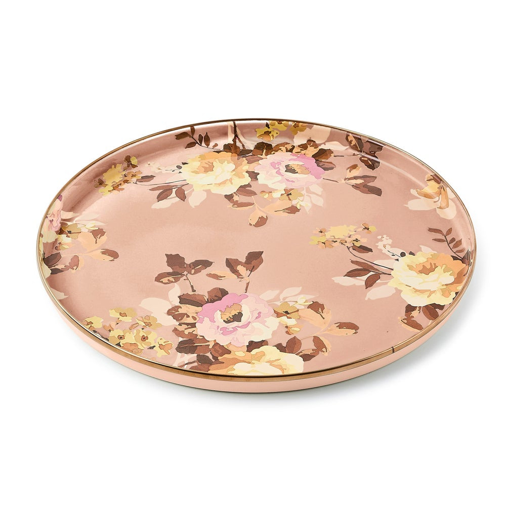 MacKenzie-Childs Wild Rose Mauve Round Tray