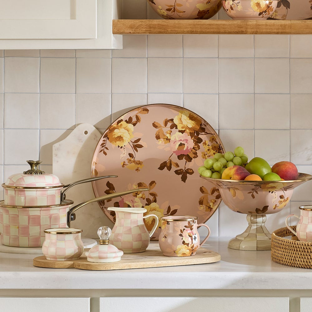 MacKenzie-Childs Wild Rose Mauve Round Tray