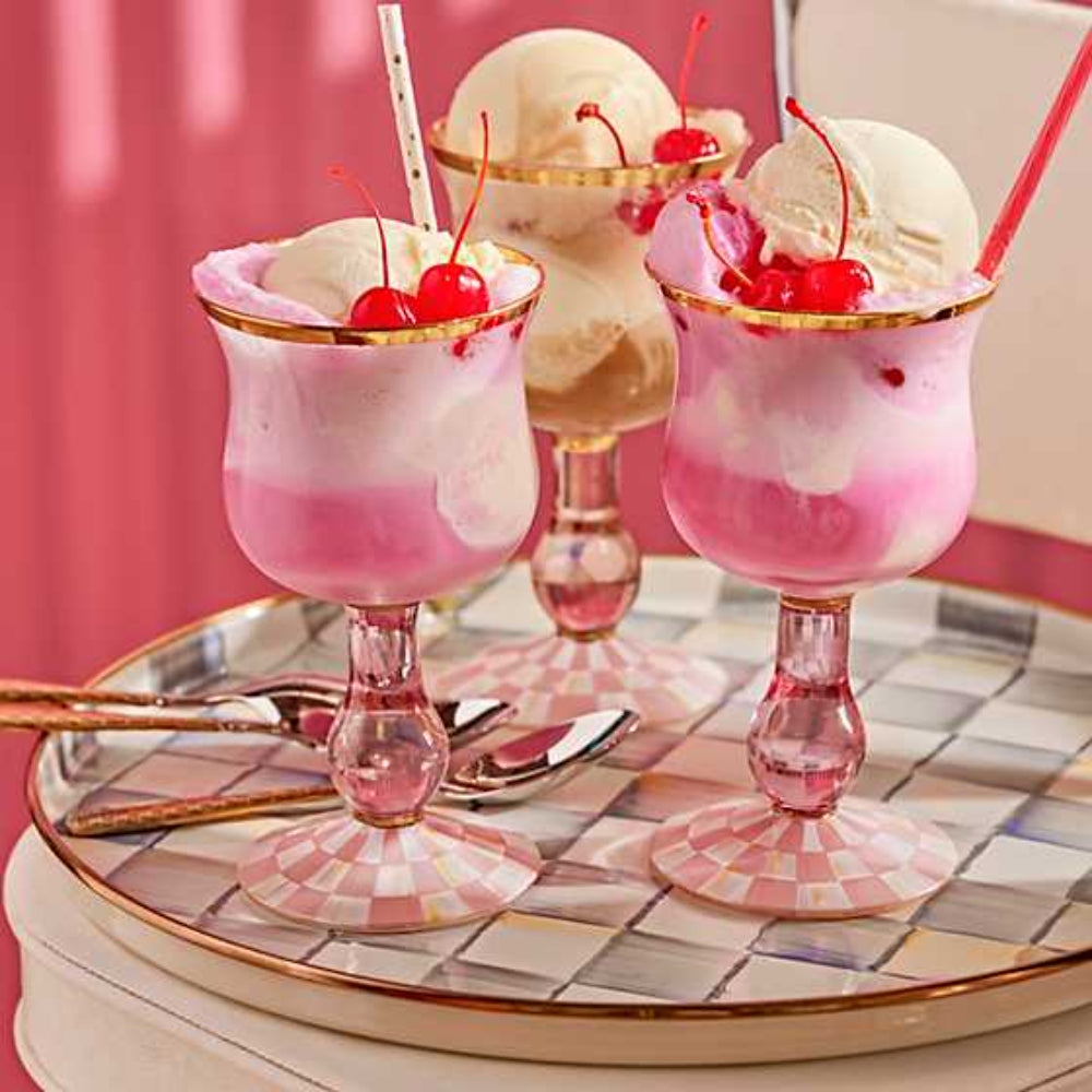 MacKenzie-Childs Sterling Check Round Tray