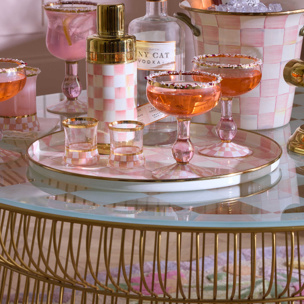 Mackenzie-Childs Rosy Check Round Tray