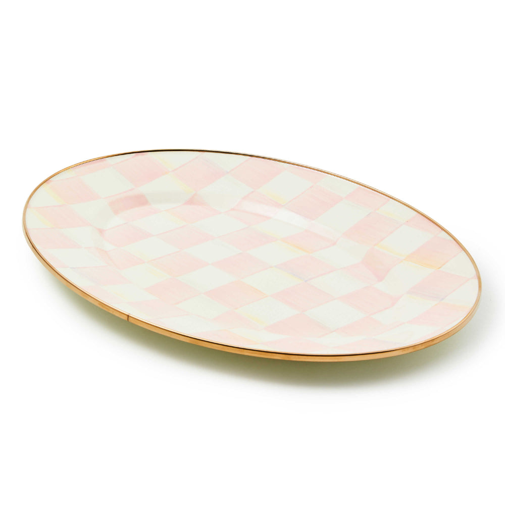 Mackenzie-Childs Rosy Check Small Oval Platter