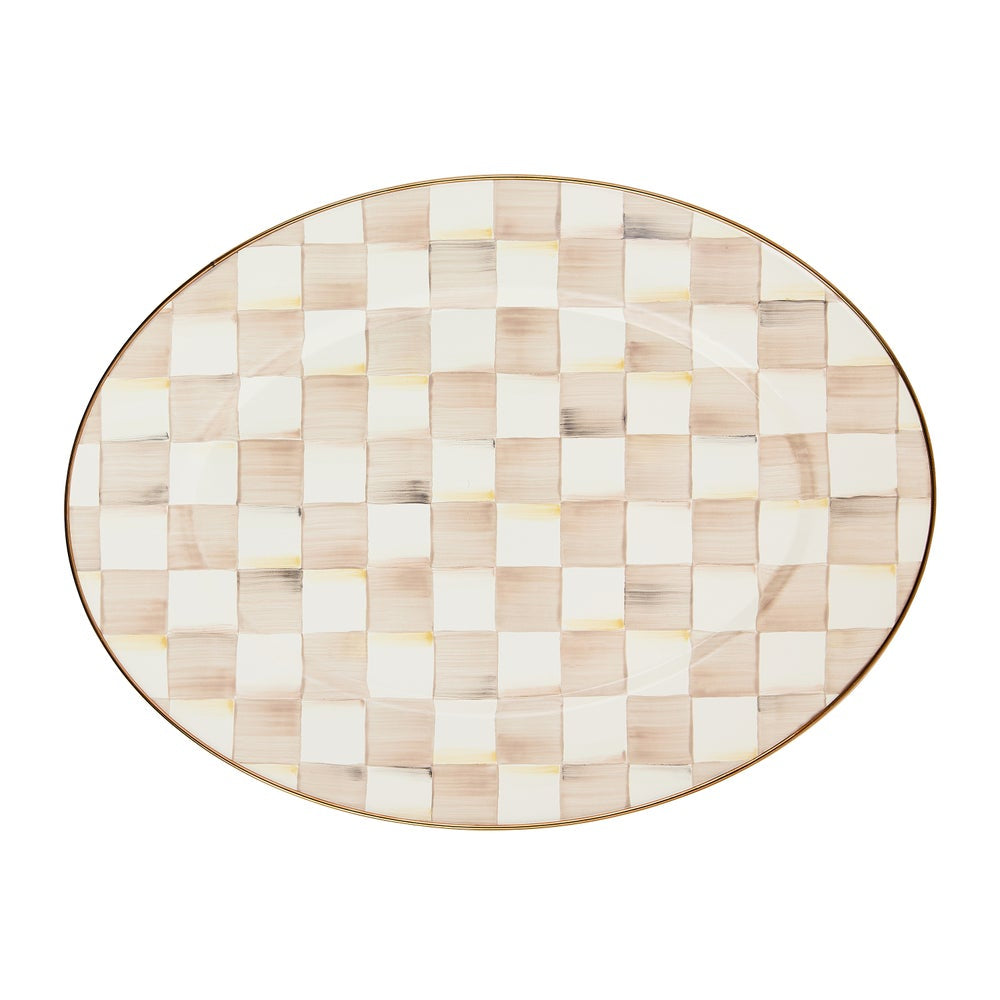 MacKenzie-Childs Mocha Check Medium Oval Platter