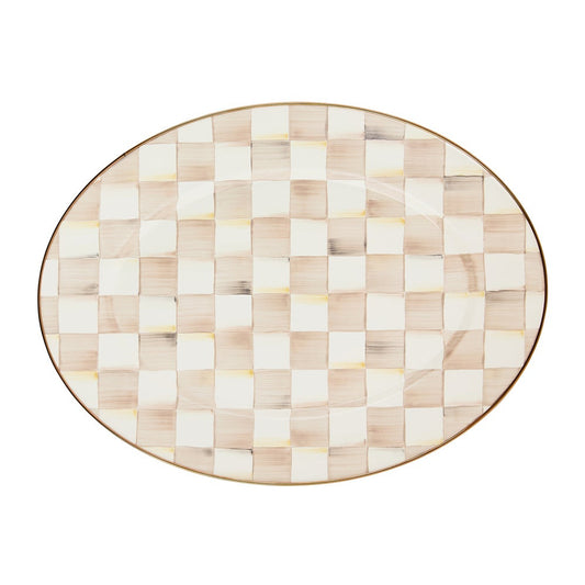 MacKenzie-Childs Mocha Check Medium Oval Platter