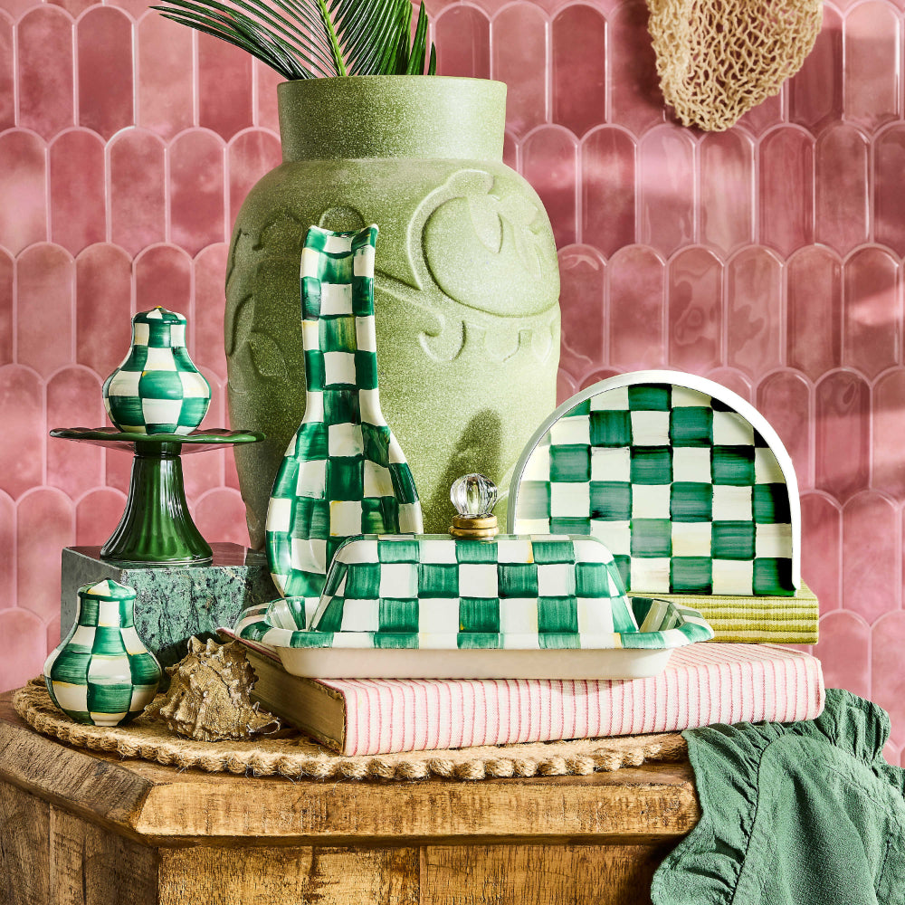 Mackenzie-Childs Emerald Check Napkin Holder