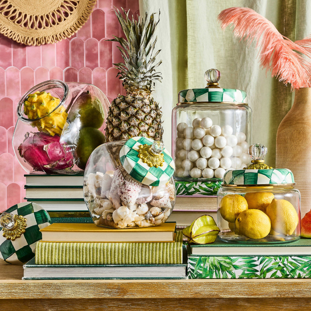 MacKenzie-Childs Sweets Jar with Emerald Check Lid