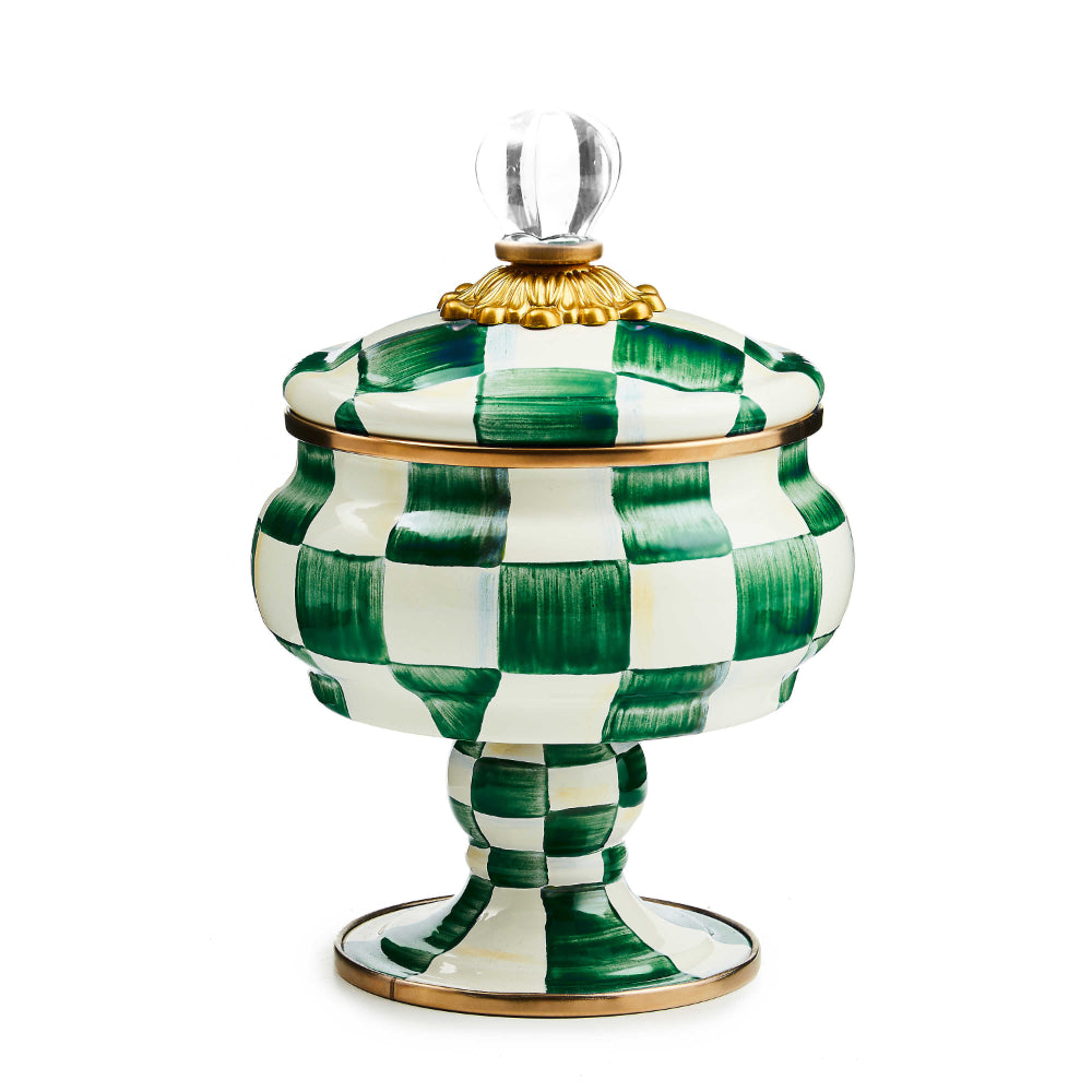 MacKenzie-Childs Emerald Check Curiosity Pot