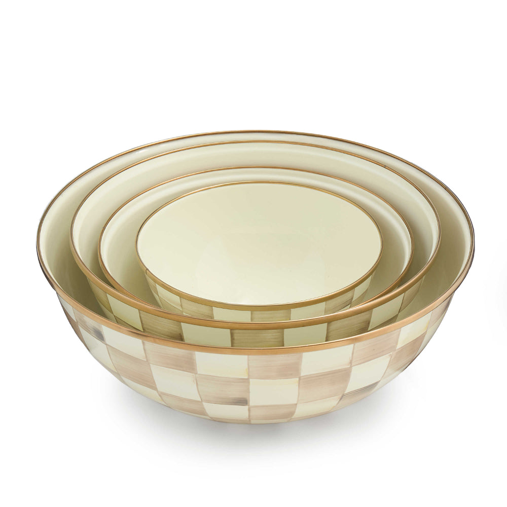 Mackenzie-Childs Mocha Check Everyday Bowl