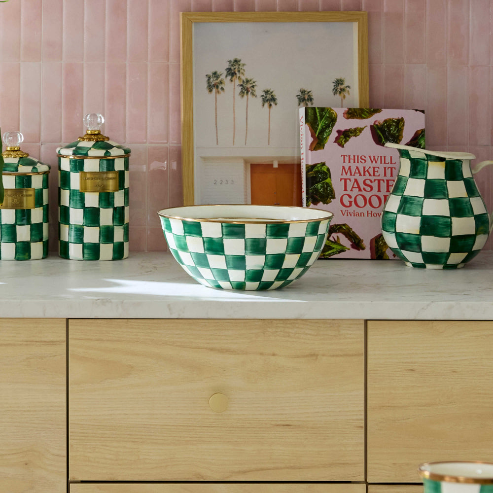 Mackenzie-Childs Emerald Check Everyday Bowl