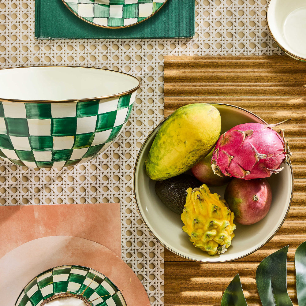 Mackenzie-Childs Emerald Check Everyday Bowl