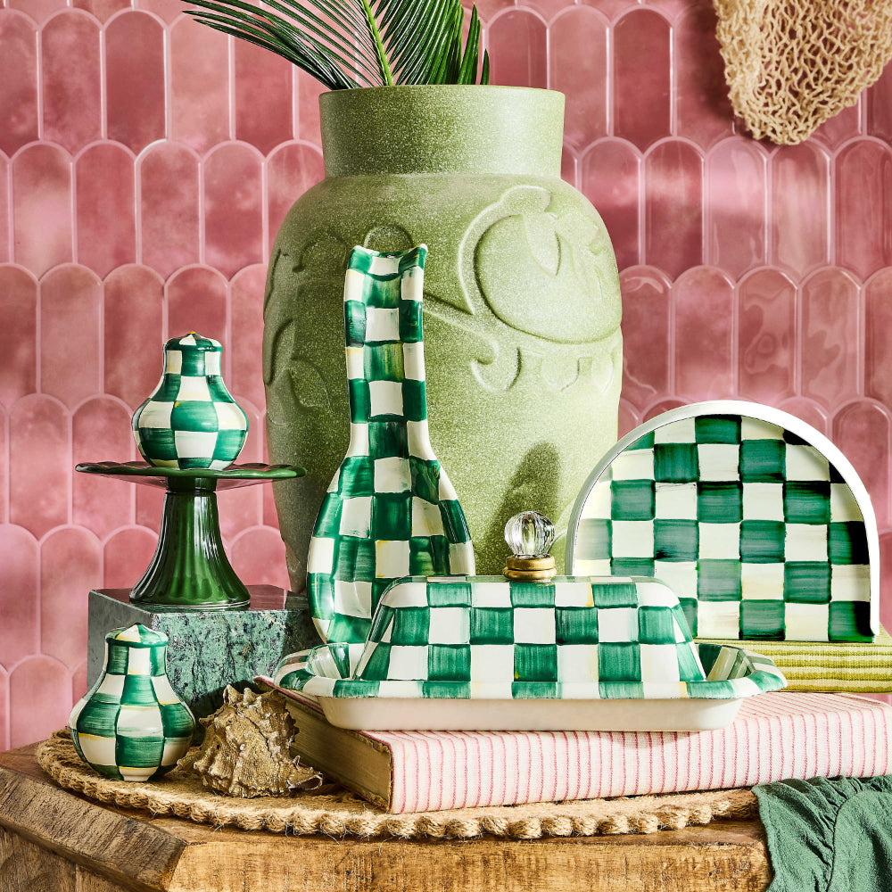Mackenzie-Childs Emerald Check Spoon Rest