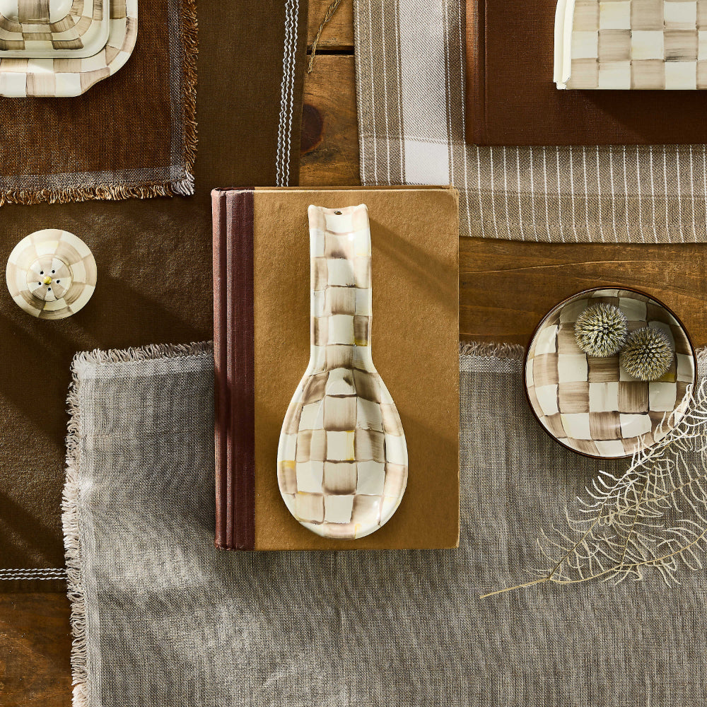 Mackenzie-Childs Mocha Check Spoon Rest