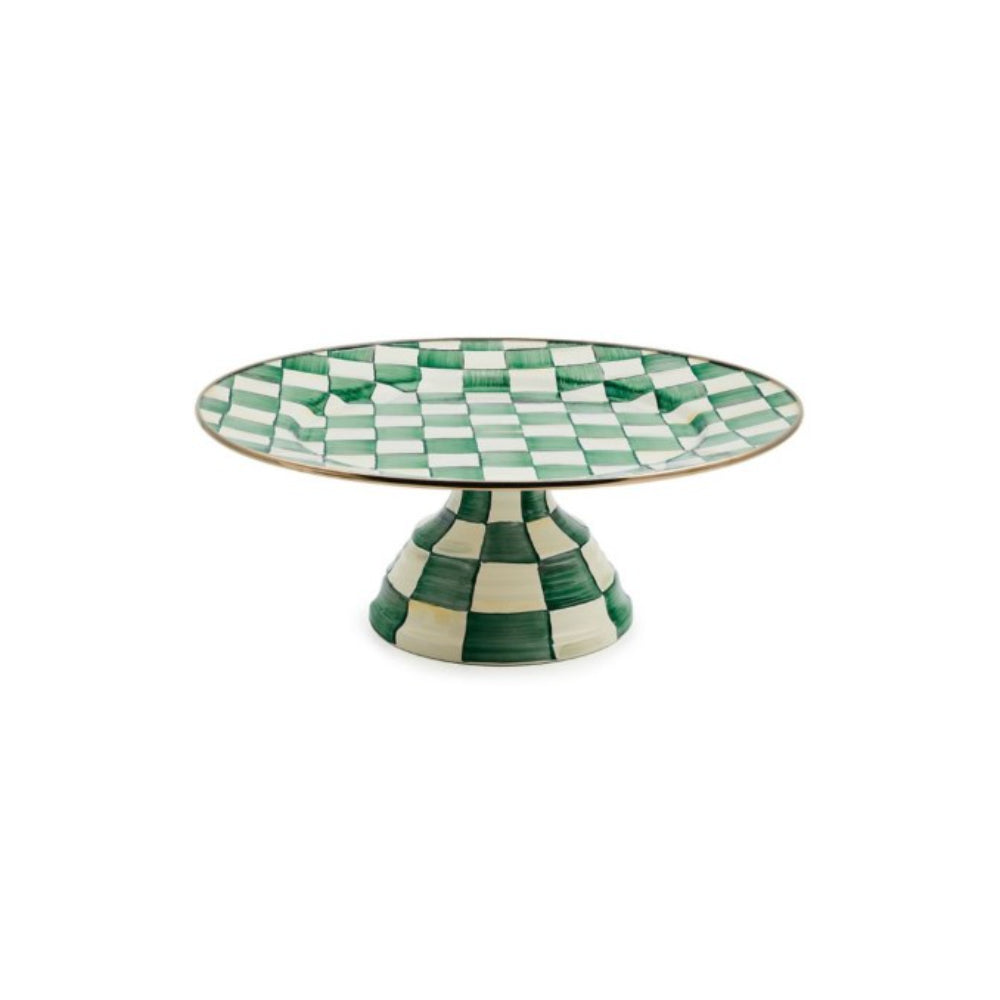 Mackenzie-Childs Emerald Check Pedestal Platter