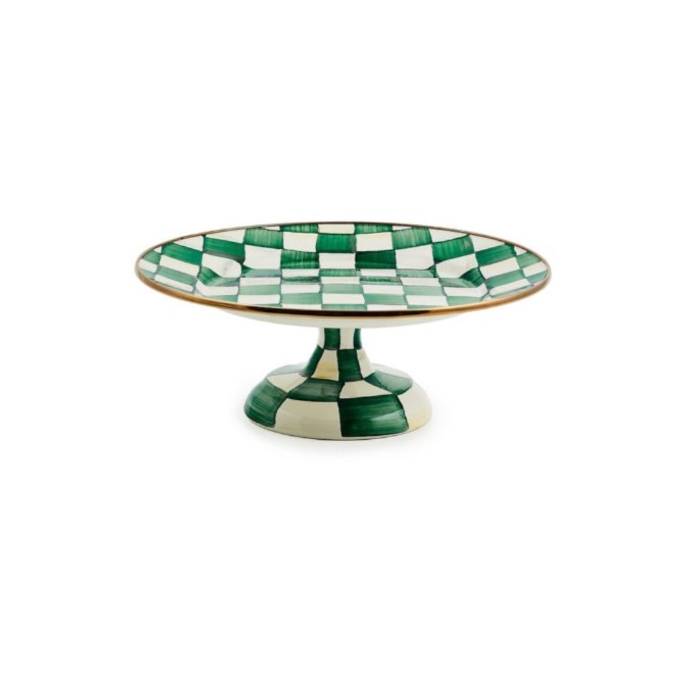Mackenzie-Childs Emerald Check Pedestal Platter