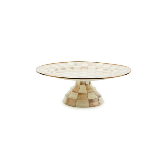 Mackenzie-Childs Mocha Check Pedestal Platter