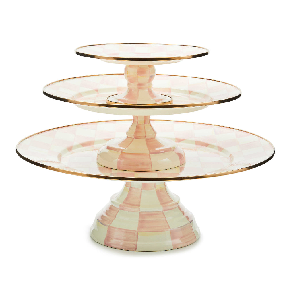 Mackenzie-Childs Rosy Check Mini Pedestal Platter