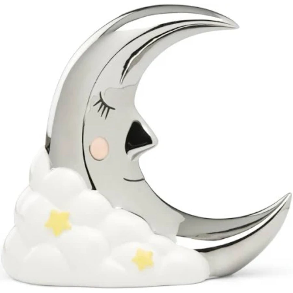 Reed & Barton Sweet Dreams Silverplated Porcelain Moon Coin Bank