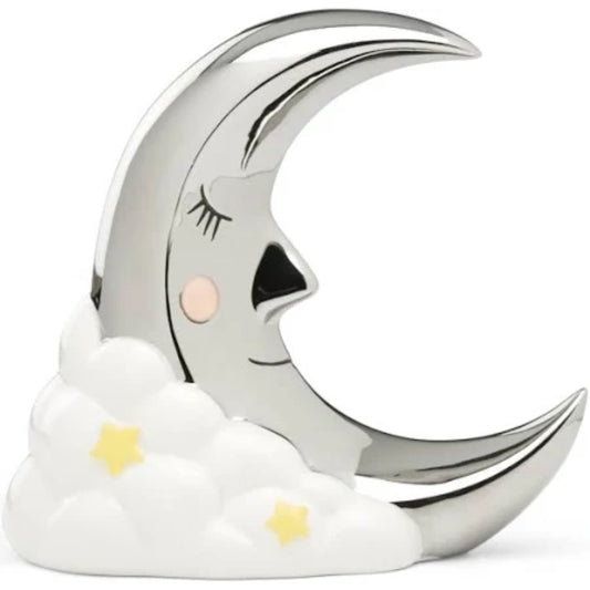 Reed & Barton Sweet Dreams Silverplated Porcelain Moon Coin Bank