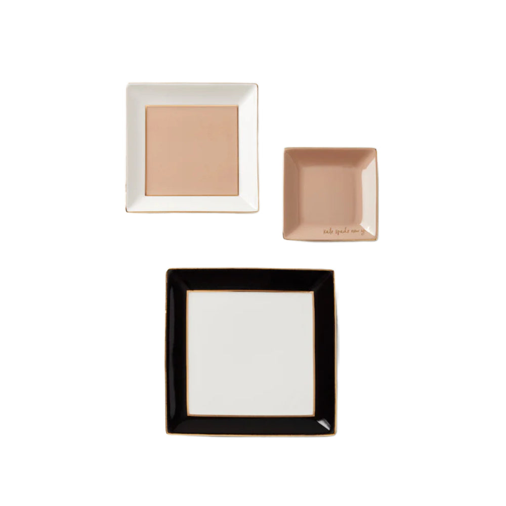 Kate Spade Make It Pop Black 3-Piece Tray Set