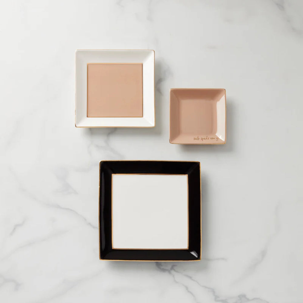Kate Spade Make It Pop Black 3-Piece Tray Set
