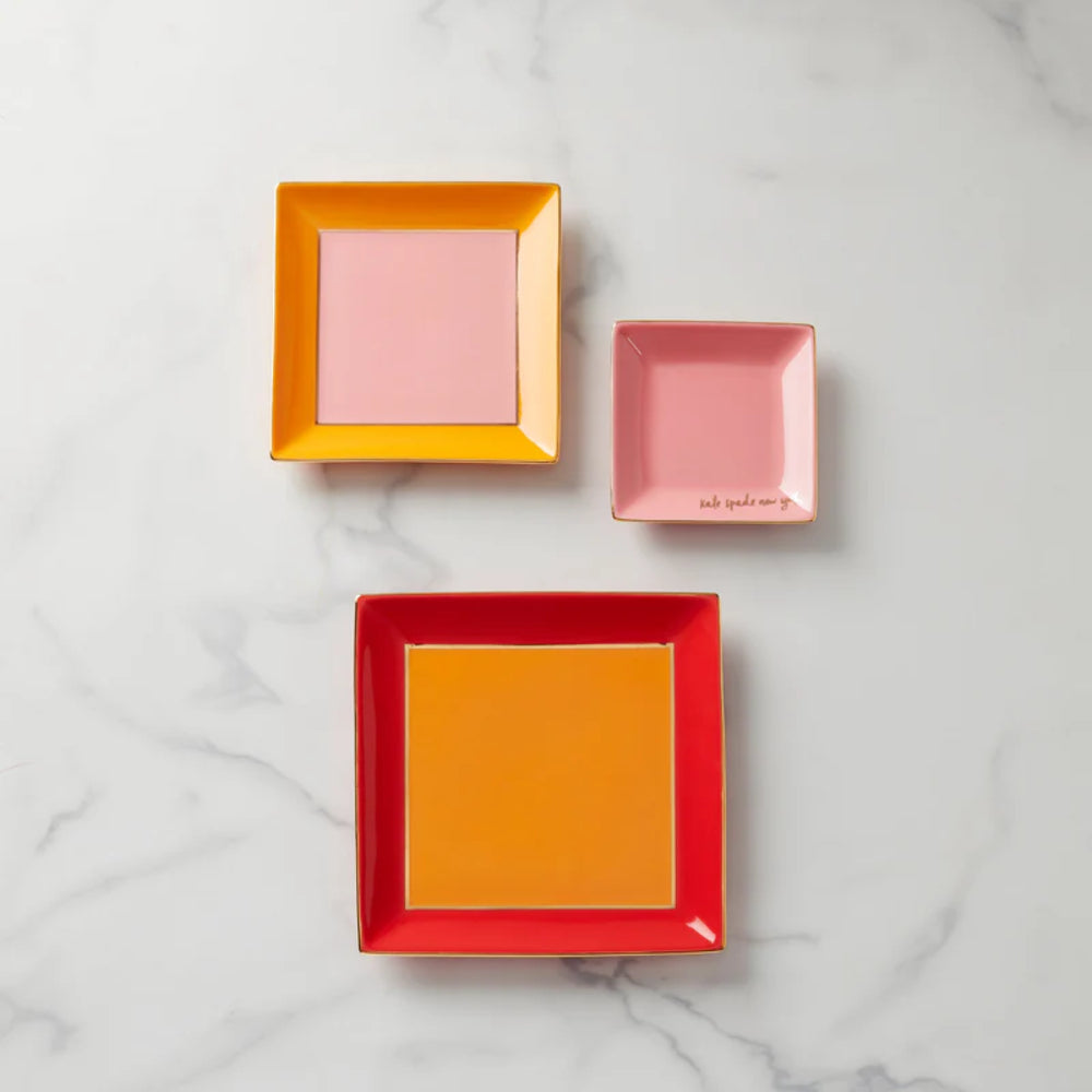 Kate Spade Make It Pop Warm Red 3-Piece Tray Set