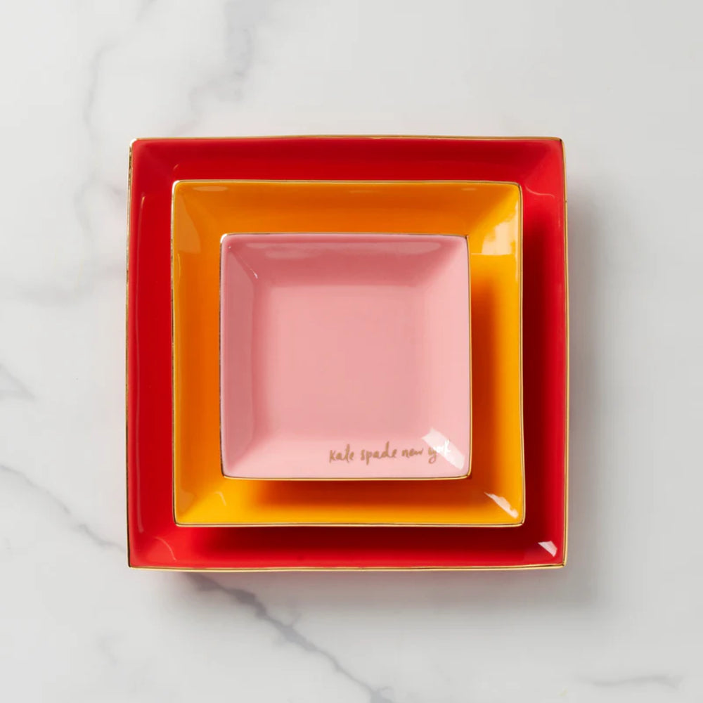 Kate Spade Make It Pop Warm Red 3-Piece Tray Set