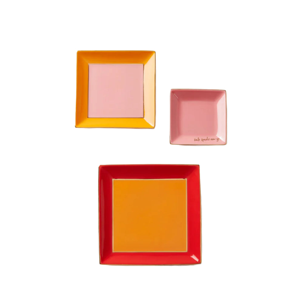 Kate Spade Make It Pop Warm Red 3-Piece Tray Set