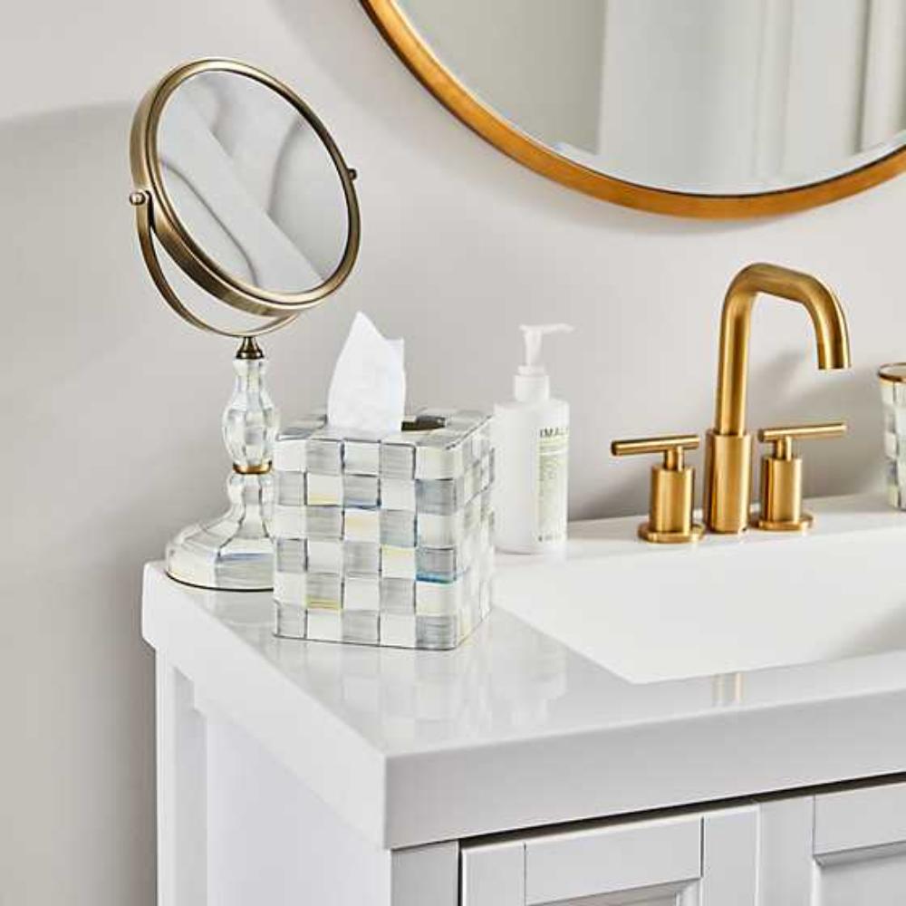 MacKenzie-Childs Sterling Check Enamel Boutique Tissue Box Cover