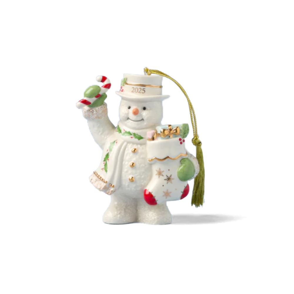 Lenox 2025 Snowman with Stocking Ornament