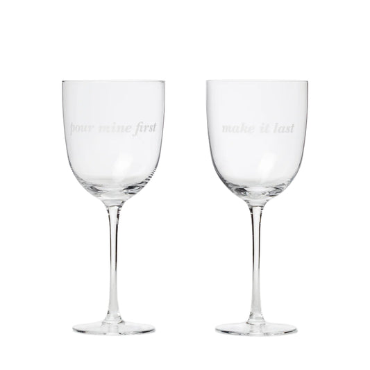 Kate Spade Pour Mine First & Make It Last, Wine Glasses, Set of 2
