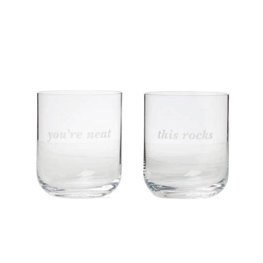 Kate Spade This Rocks & You're Neat, Double Old Fashion Glasses, Set of 2