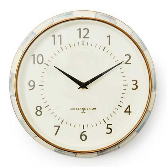 MacKenzie-Childs Sterling Check School Wall Clock