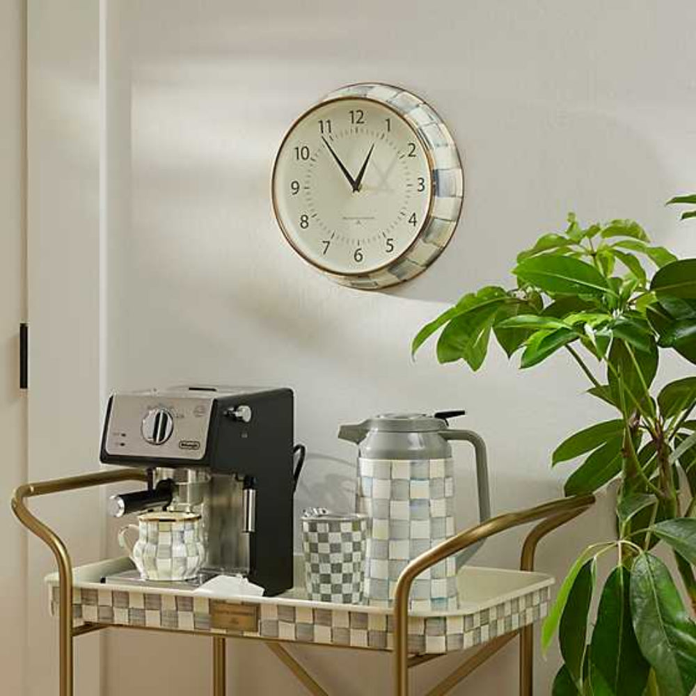 MacKenzie-Childs Sterling Check School Wall Clock